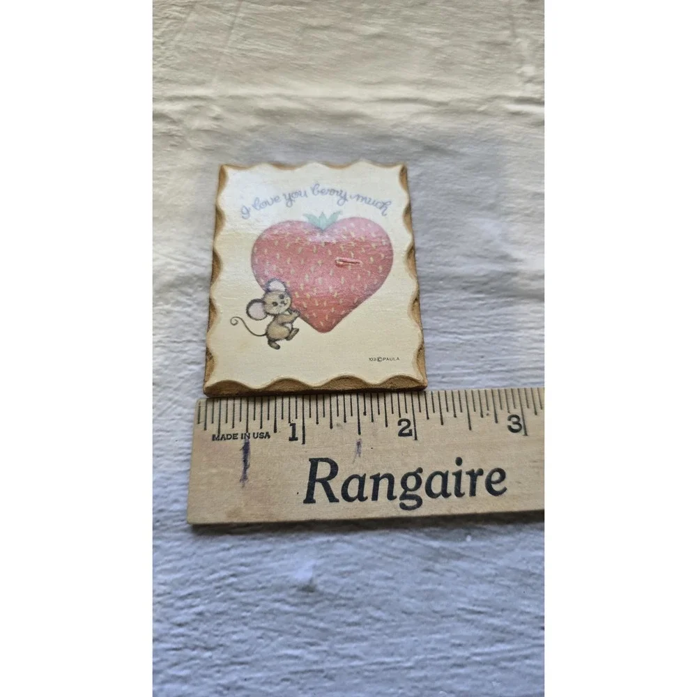 Refrigerator Magnet By Paula With Strawberry And Whimsical Mouse 